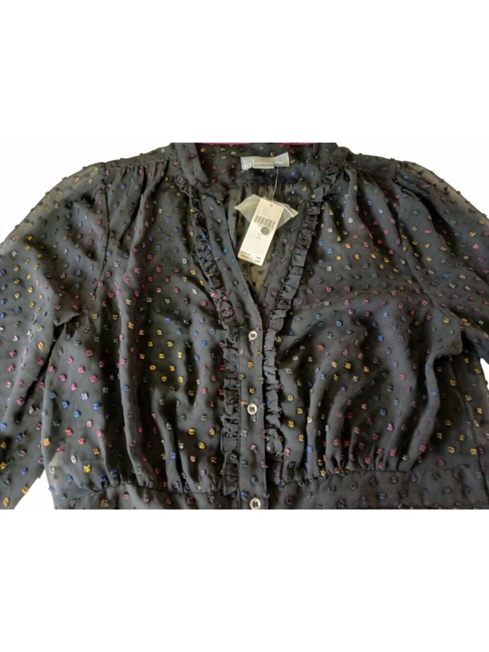 Anthropologie Sheer Audrey Tiered Midi Dress Size 14 Whimsy Goth Clip Dot New - Picture 13 of 16
